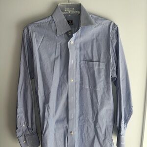 Peter Miller Barely Worn Men's Blue Striped Shirt- 15R